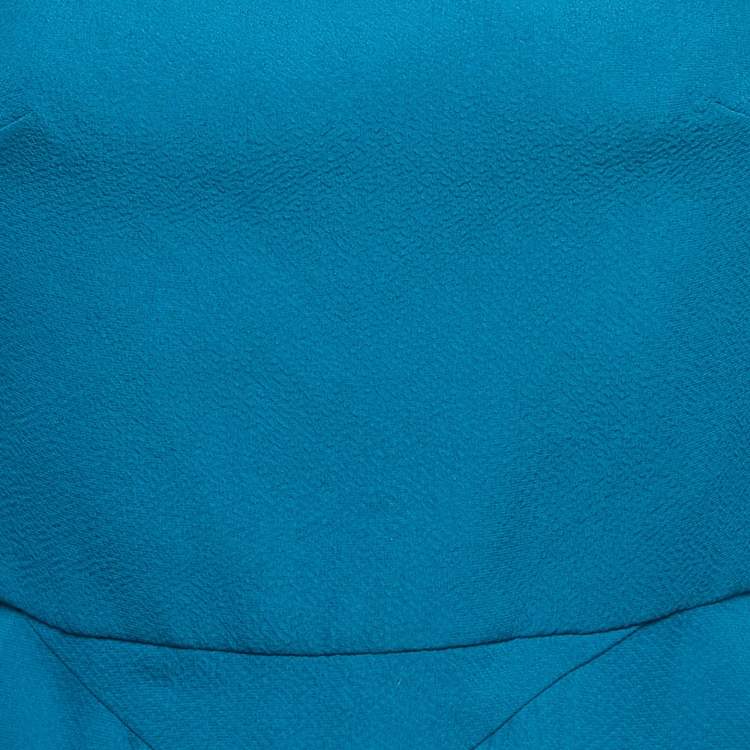 Pre Owned Roland Mouret Blue Crepe Flared Asymmetric Top M
