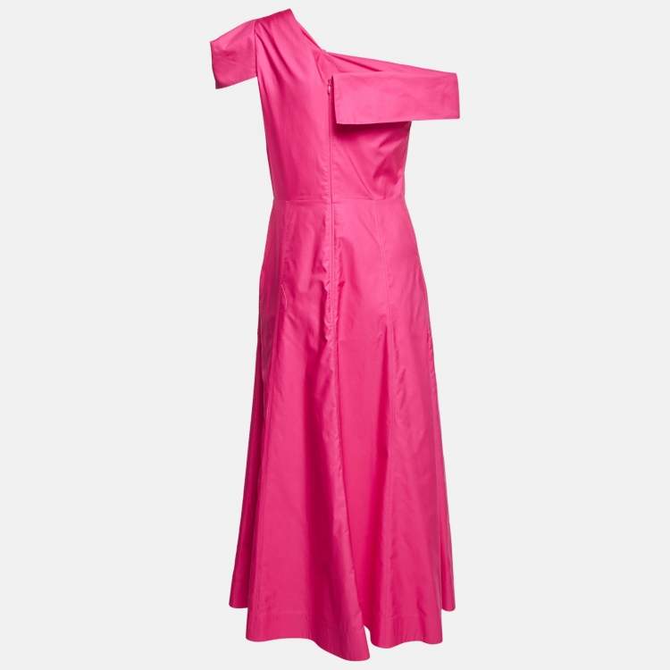 Pre Owned Roland Mouret Pink Cotton One-Shoulder Long Dress M