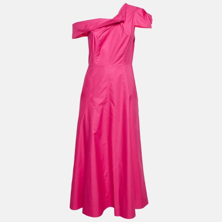 Pre Owned Roland Mouret Pink Cotton One-Shoulder Long Dress M