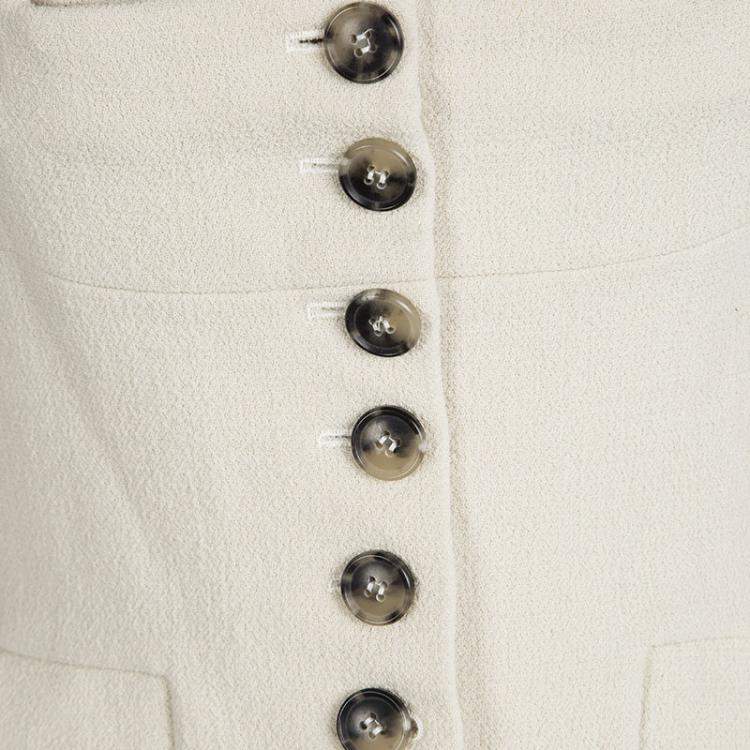 Pre Owned Roland Mouret Beige Wool Square Neck Detail Jacket L