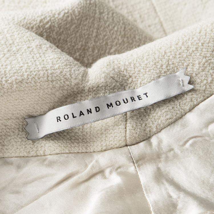 Pre Owned Roland Mouret Beige Wool Square Neck Detail Jacket L