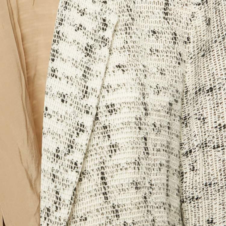 Pre Owned Roland Mouret Off White Patterned Cotton Knit Wrap Jacket XL