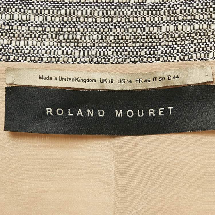 Pre Owned Roland Mouret Off White Patterned Cotton Knit Wrap Jacket XL
