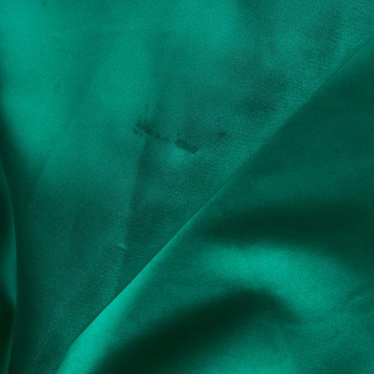 Pre Owned Roland Mouret Green Satin Asymmetric Gown M