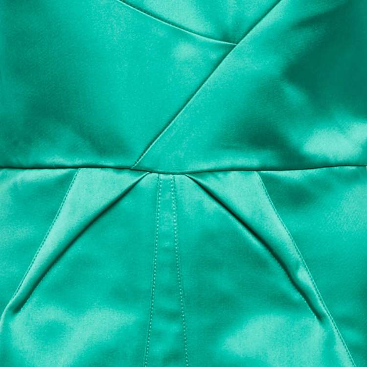 Pre Owned Roland Mouret Green Satin Asymmetric Gown M