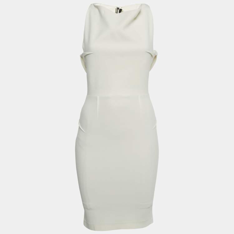 Pre Owned Roland Mouret Beige Crepe Cut-Out Mini Dress S