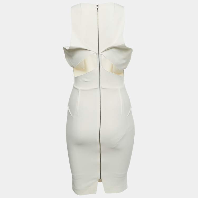 Pre Owned Roland Mouret Beige Crepe Cut-Out Mini Dress S