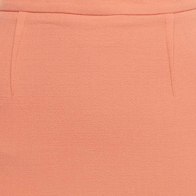 Pre Owned Roland Mouret Orange Wool Pencil Skirt M