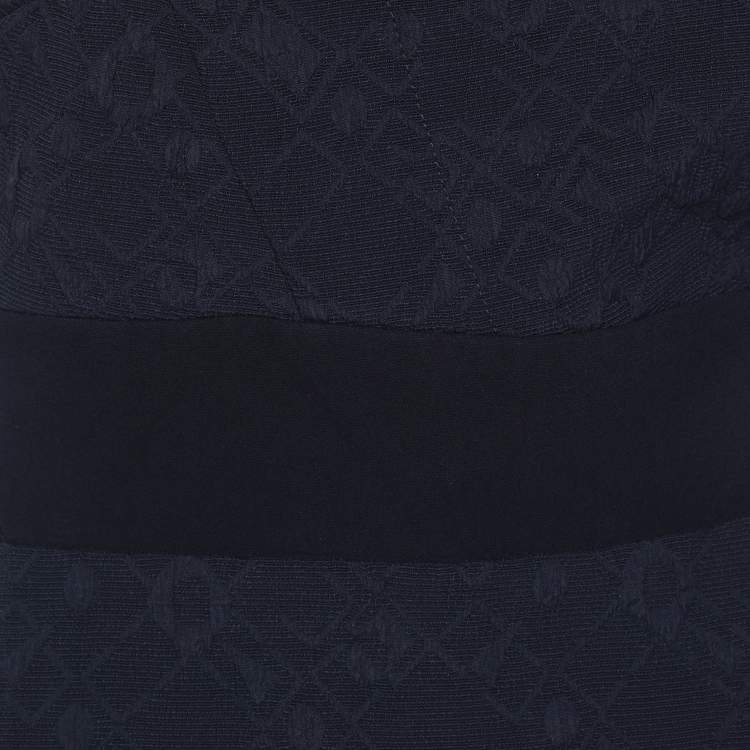 Pre Owned Roland Mouret Navy Blue Jacquard Off-Shoulder Bodycon Dress L