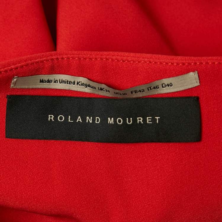 Pre Owned Roland Mouret Red Stretch Crepe Strappy Top L