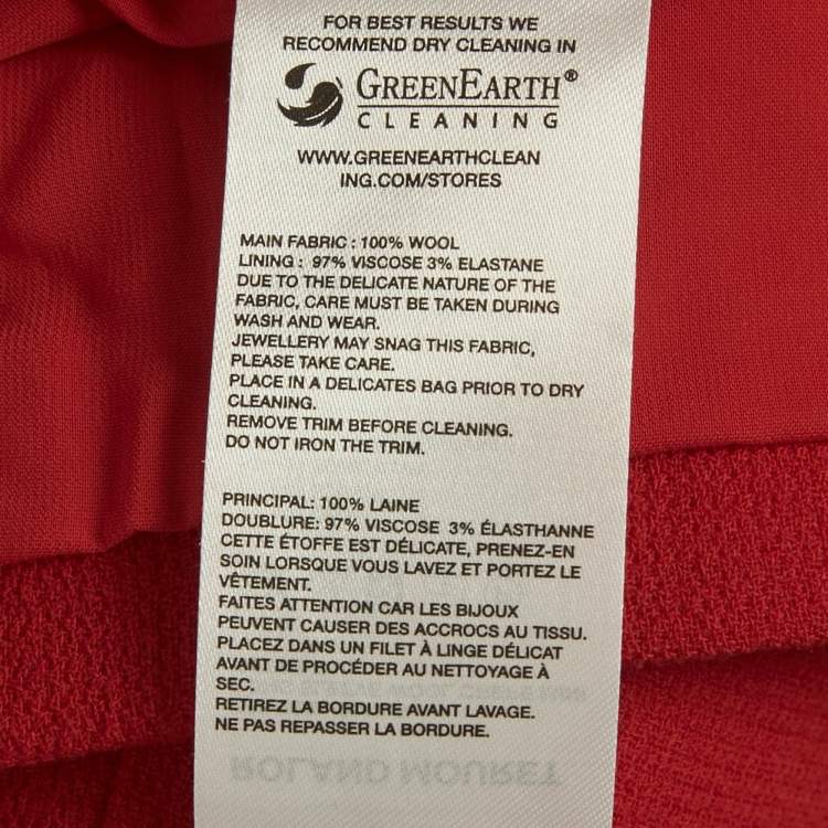 Pre Owned Roland Mouret Red Long Sleeve Wool Crepe Mini Dress S