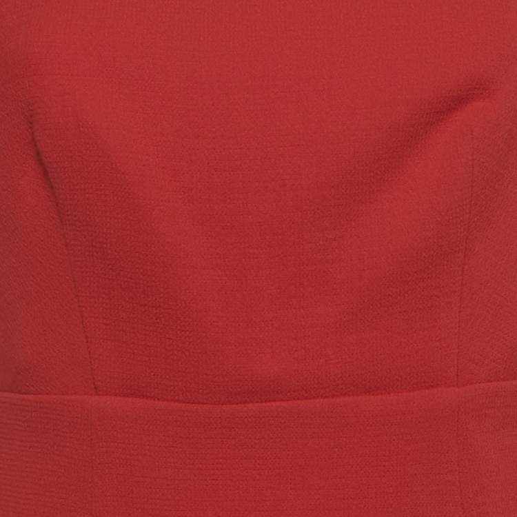 Pre Owned Roland Mouret Red Long Sleeve Wool Crepe Mini Dress S