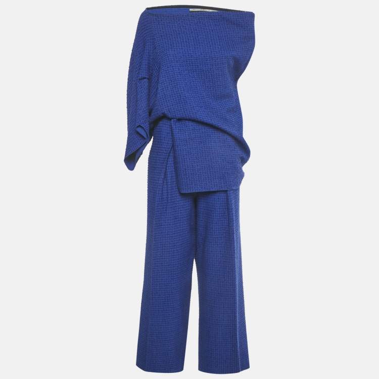 Pre Owned Roland Mouret Blue Tweed Ruffled Set L