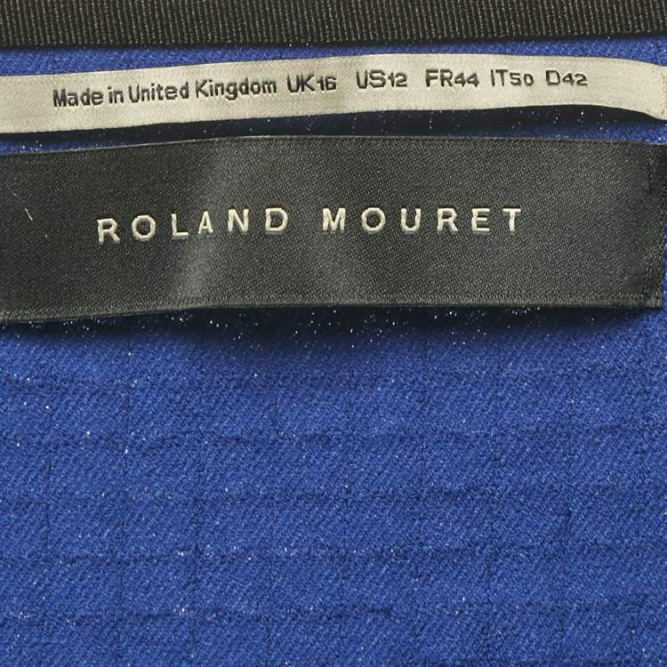 Pre Owned Roland Mouret Blue Tweed Ruffled Set L