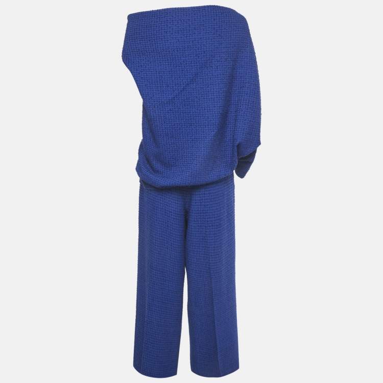 Pre Owned Roland Mouret Blue Tweed Ruffled Set L