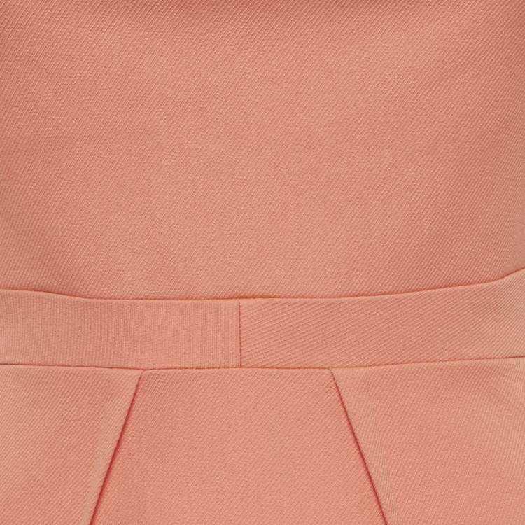 Pre Owned Roland Mouret Orange Cotton Sculpted Midi Dress S