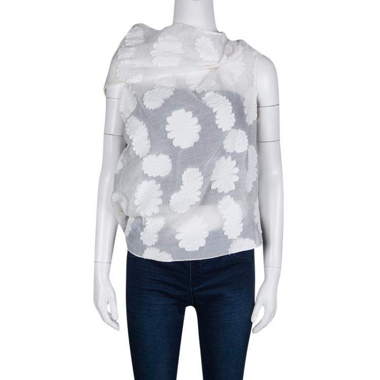 Pre Owned Roland Mouret Off White Cotton Daisy Fil Coupe Draped Eugene Top S