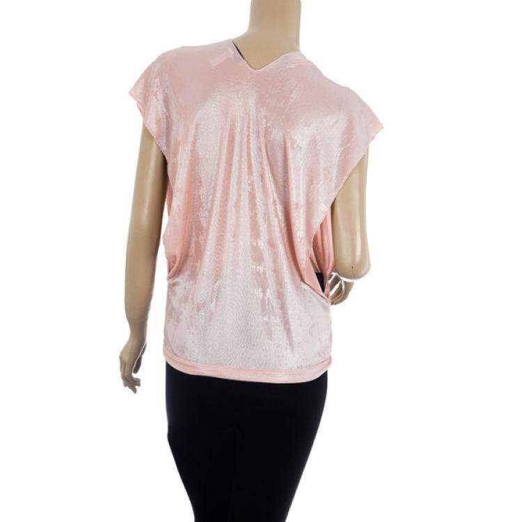 Pre Owned Roland Mouret Pink Metallic Stretch Top S