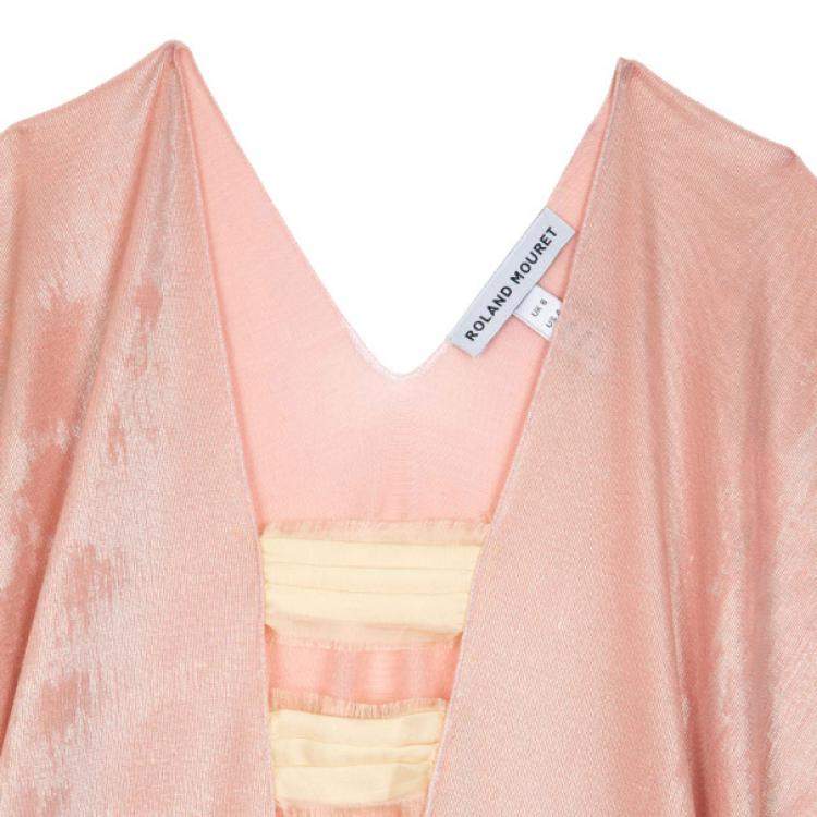 Pre Owned Roland Mouret Pink Metallic Stretch Top S