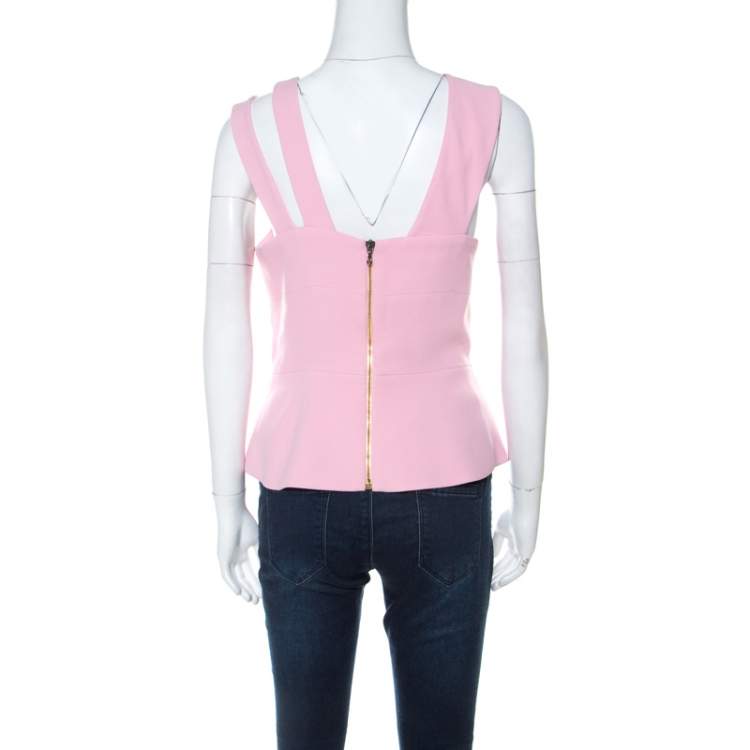 Pre Owned Roland  Mouret Pink Criss-Cross Strap Detail Top L
