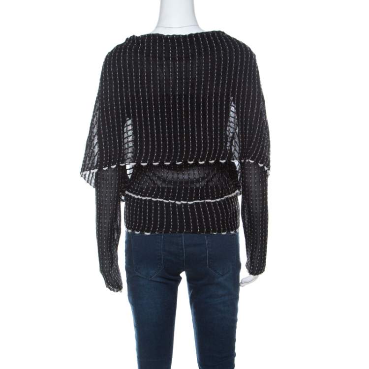 Pre Owned Roland Mouret Black Alpaca Weave Knit Charp Cape Overlay Top M