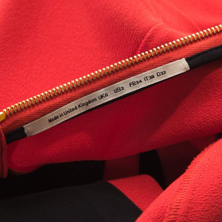 Pre Owned Roland Mouret Red Moss Crepe Stretch Peplum Top S