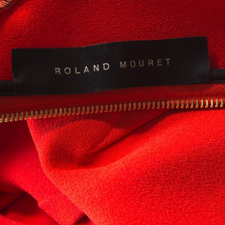 Pre Owned Roland Mouret Red Moss Crepe Stretch Peplum Top S
