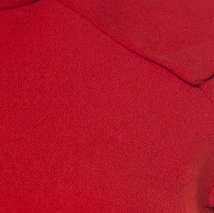 Pre Owned Roland Mouret Red Moss Crepe Stretch Peplum Top S