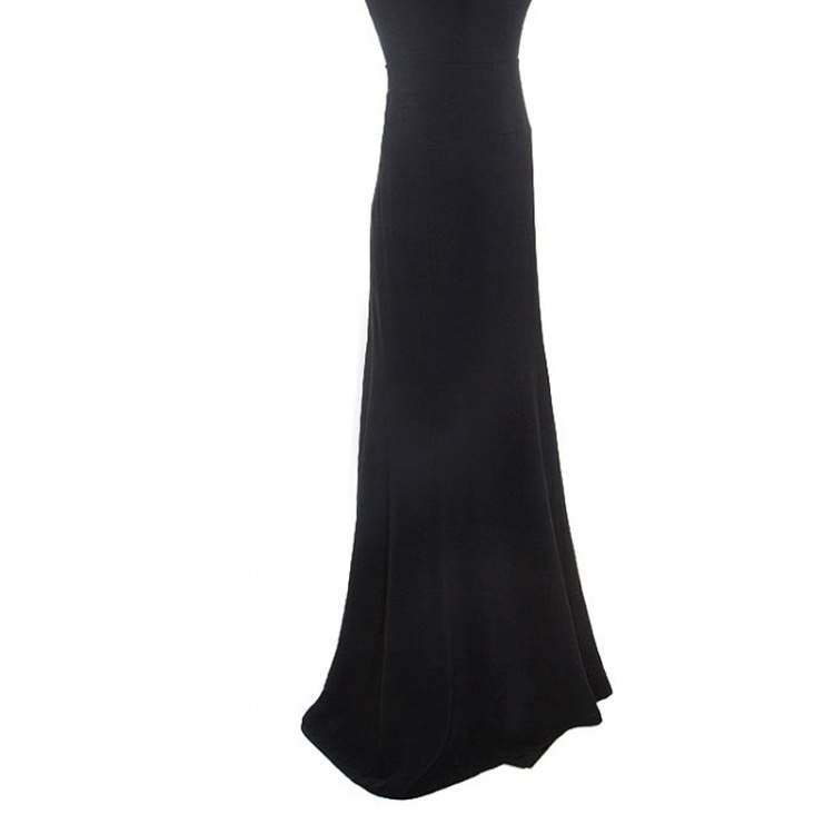 Pre Owned Roland Mouret Black Stretch Crepe Fit And Flare Aries Skirt L