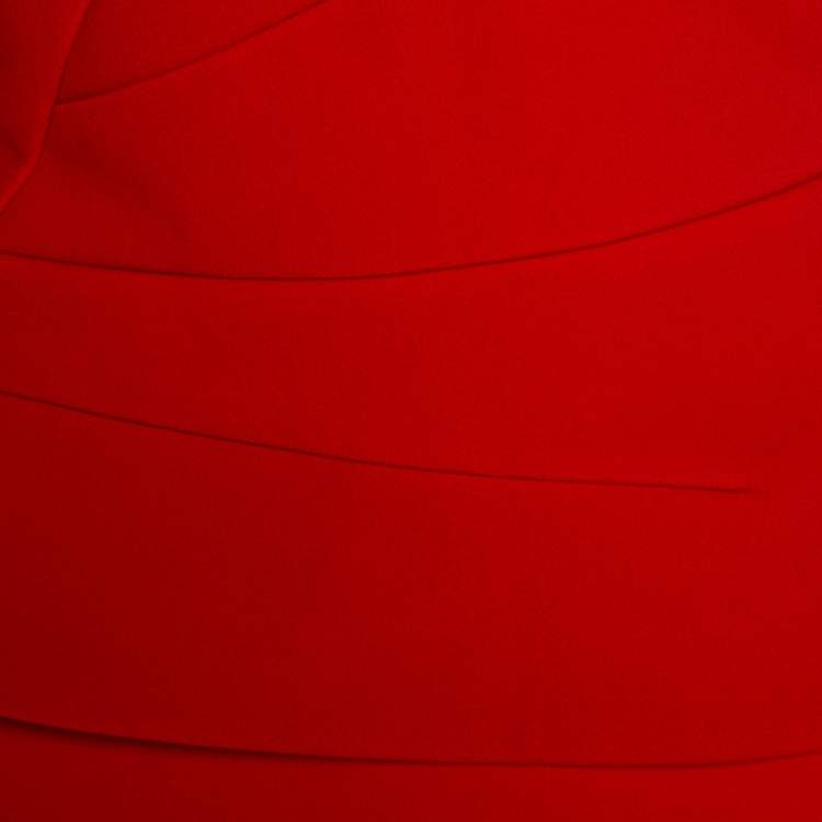 Pre Owned Roland Mouret Red Crepe One Shoulder Abuta Dress L