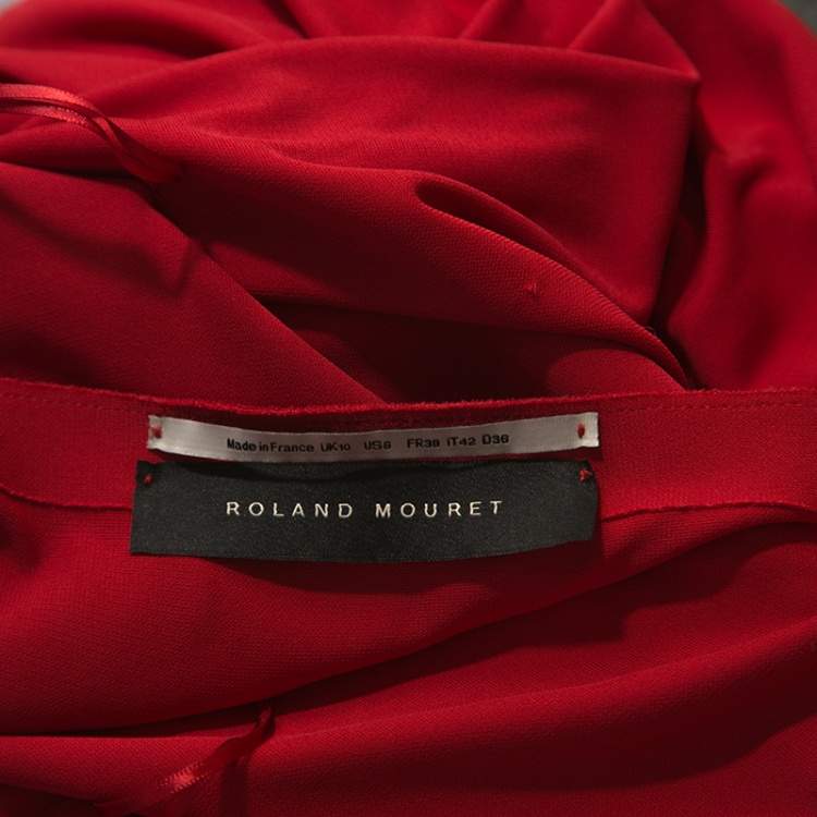 Pre Owned Roland Mouret Red Crepe Asymmetric One Shoulder Maxi Dress M