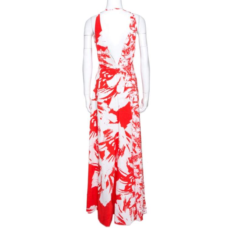 Pre Owned Roland Mouret Bicolor Berkeley Print Cloque Sleeveless Gown S
