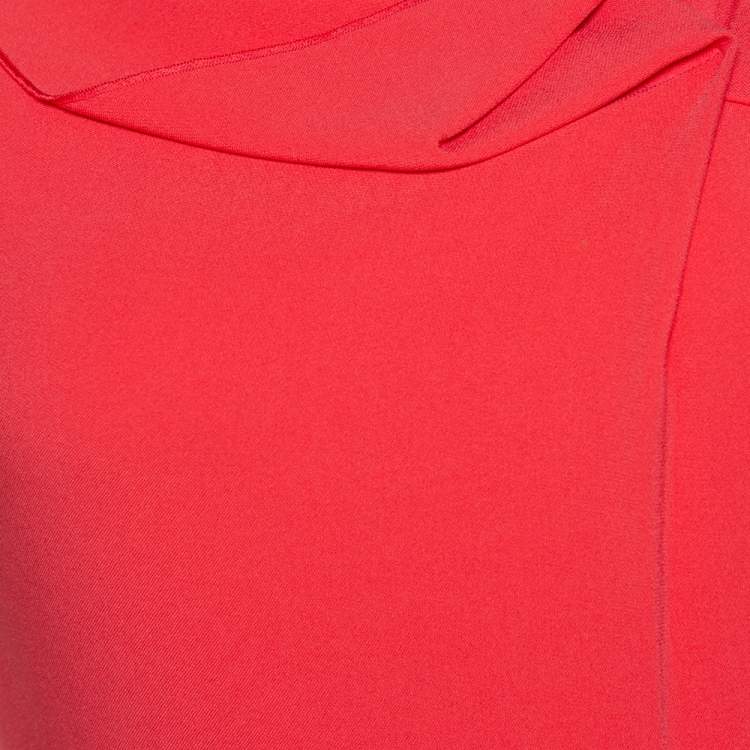 Pre Owned Roland Mouret Red Crepe Cowl Neck Knee Length Dress S