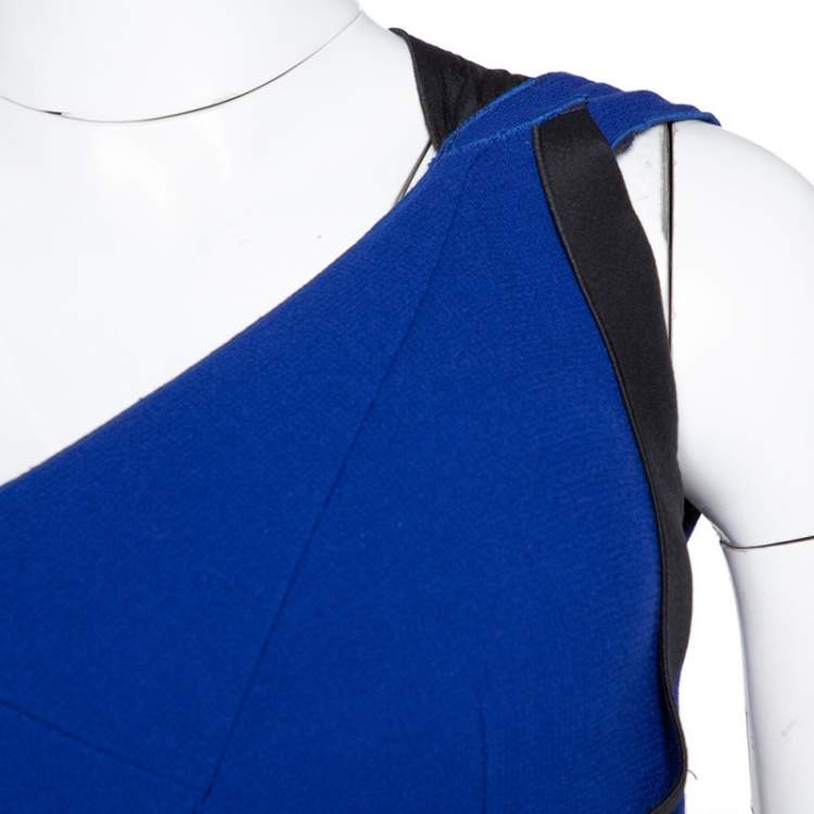Pre Owned Roland Mouret Blue Wool One Shoulder Gown S