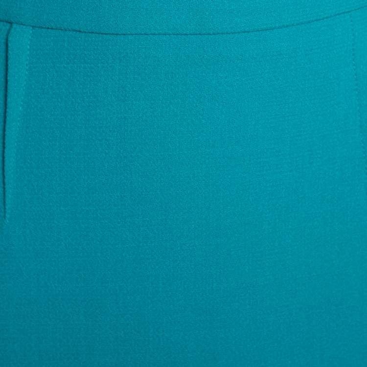 Pre Owned Roland Mouret Teal Blue Wool Crepe Arreton Pencil Skirt M 