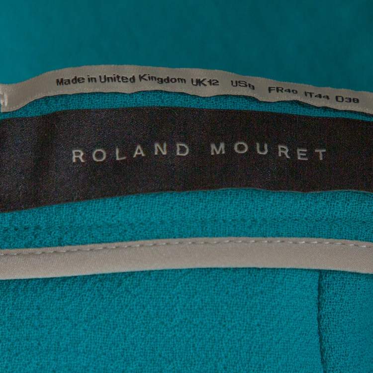 Pre Owned Roland Mouret Teal Blue Wool Crepe Arreton Pencil Skirt M 