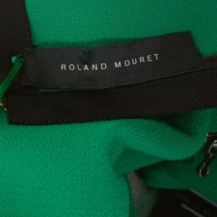 Pre Owned Roland Mouret Green Wool Crepe Fringed Asymmetric Skirt M