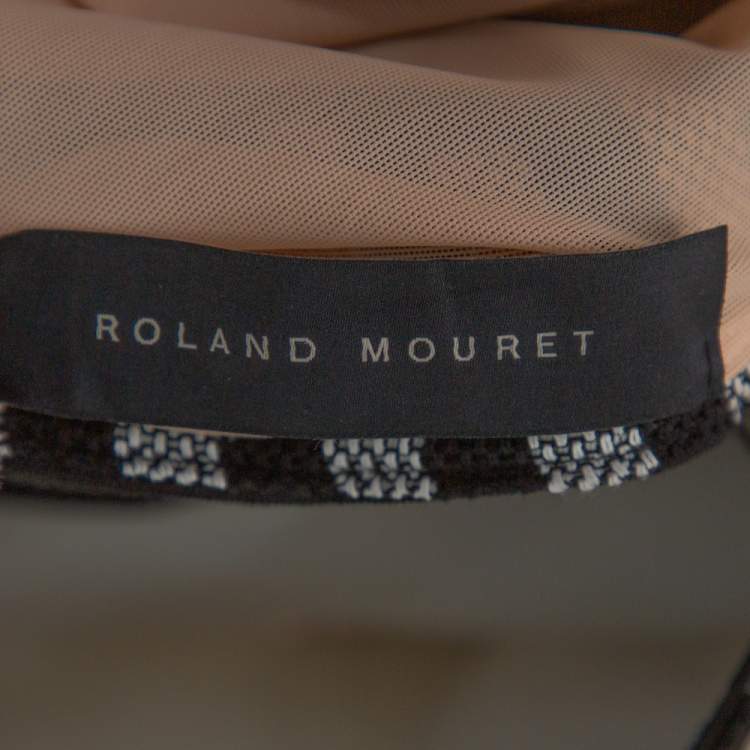 Pre Owned Roland Mouret Monochrome Striped Cotton Basketweave Layan Dress M