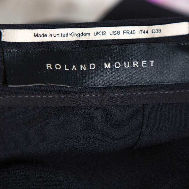 Pre Owned Roland Mouret Black Velvet & Crepe Paneled Pencil Skirt M