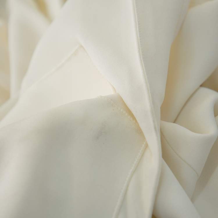 Pre Owned Roland Mouret White Crepe Paneled Detail Fitted Jansen Gown L
