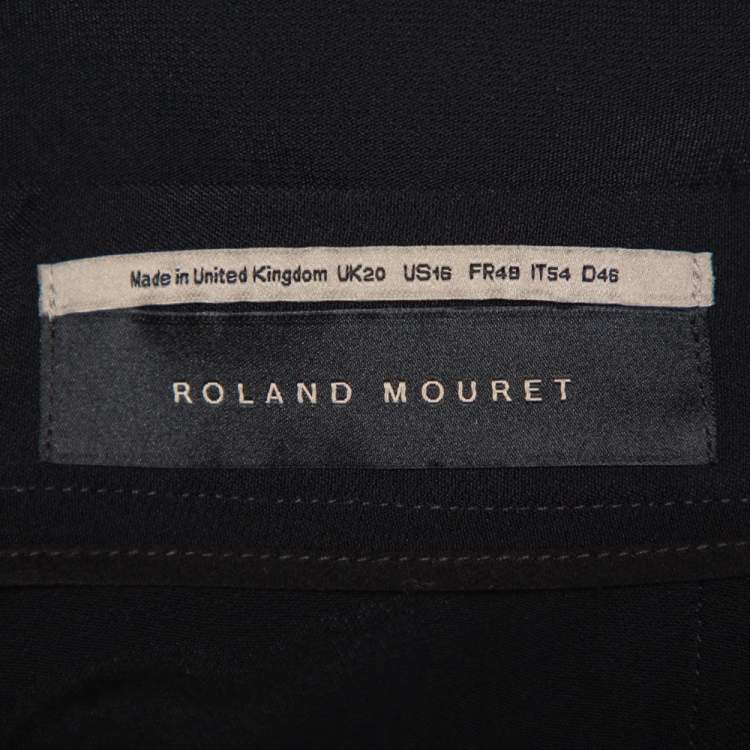 Pre Owned Roland Mouret Black Crepe Ruffled Faux Wrap Midi Skirt XL