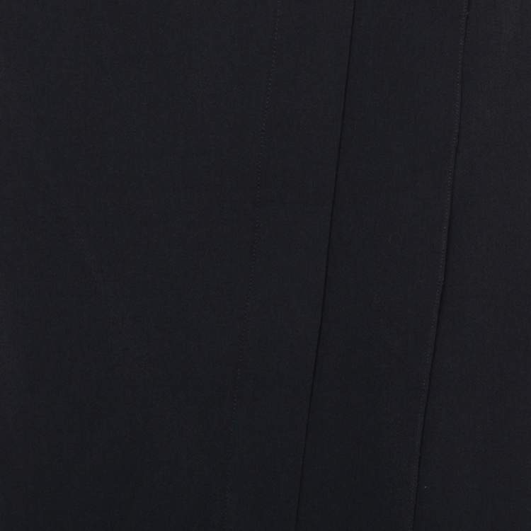 Pre Owned Roland Mouret Black Crepe Ruffled Faux Wrap Midi Skirt XL