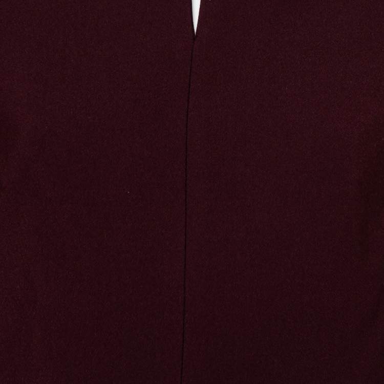 Pre Owned Roland Mouret Burgundy Crepe Asymmetric Hem Heron Top L