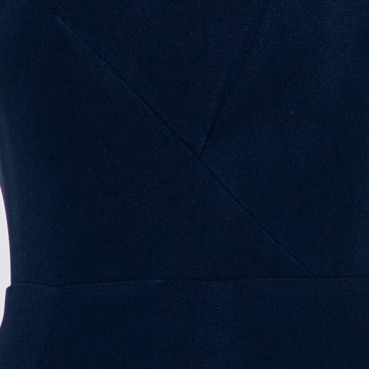 Pre Owned Roland Mouret Navy Blue Crepe Criss Cross Back Detail Sleeveless Jumpsuit S