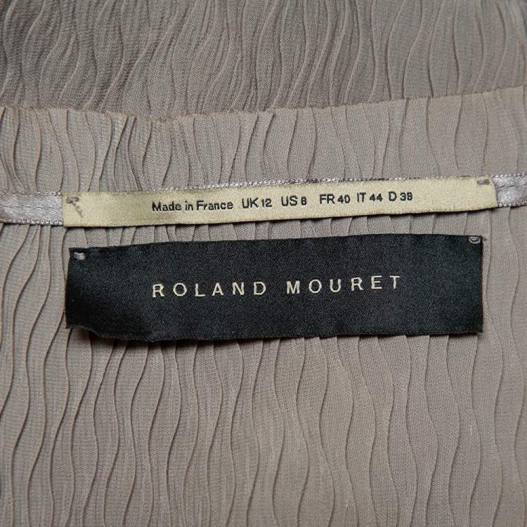 Pre Owned Roland Mouret Beige Crepe Draped Effect Belted Midi Dress M
