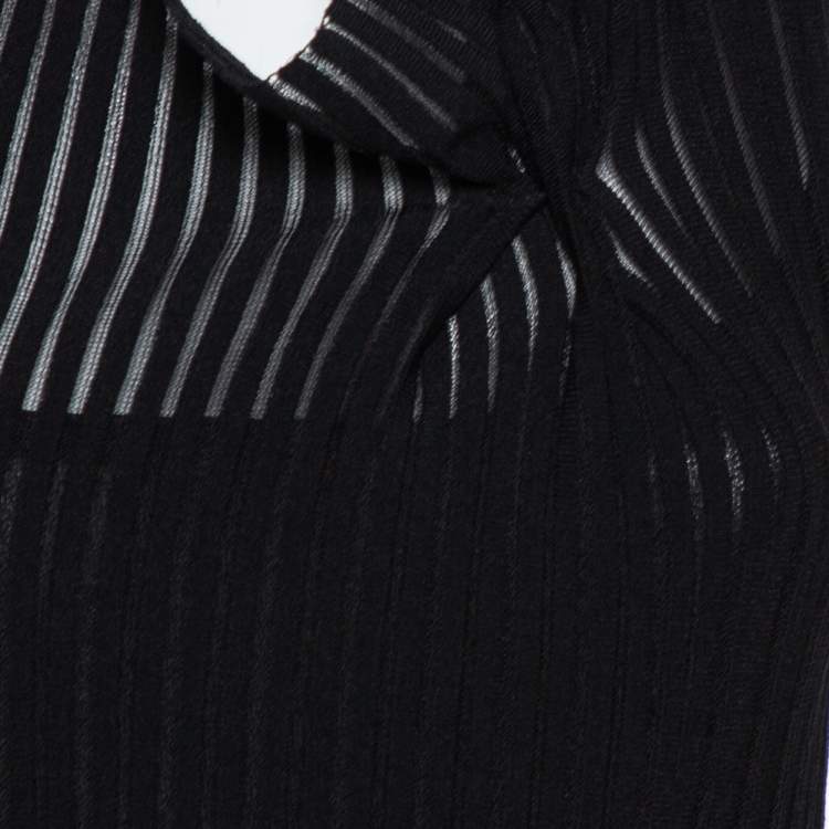 مملوكة مسبقًا Roland Mouret Black Panelled Knit Draped Detail Sleeveless Midi Dress S
