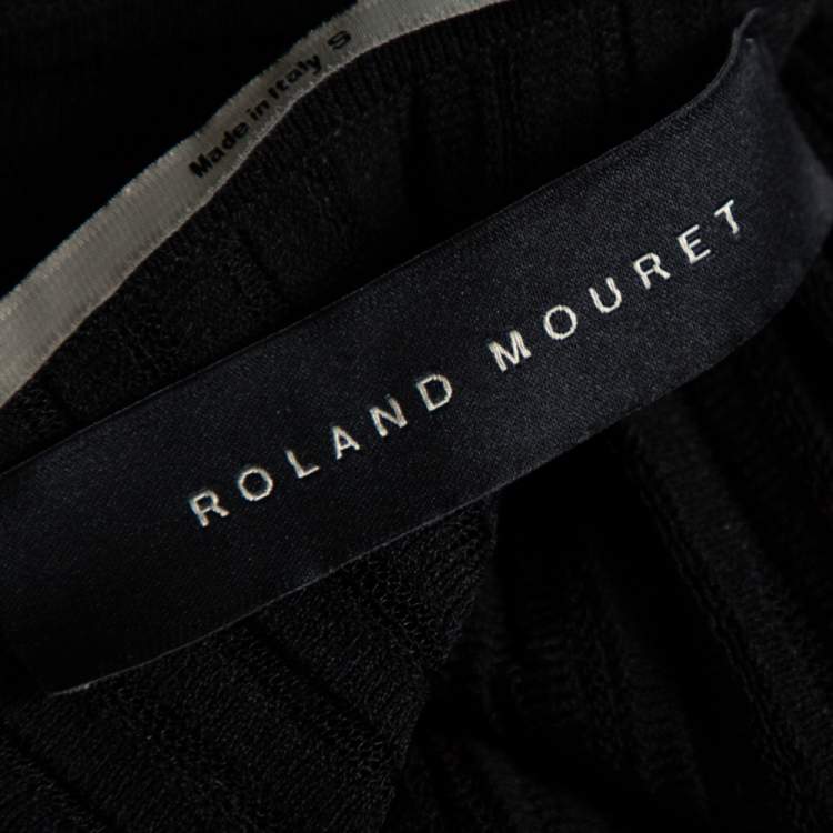 مملوكة مسبقًا Roland Mouret Black Panelled Knit Draped Detail Sleeveless Midi Dress S