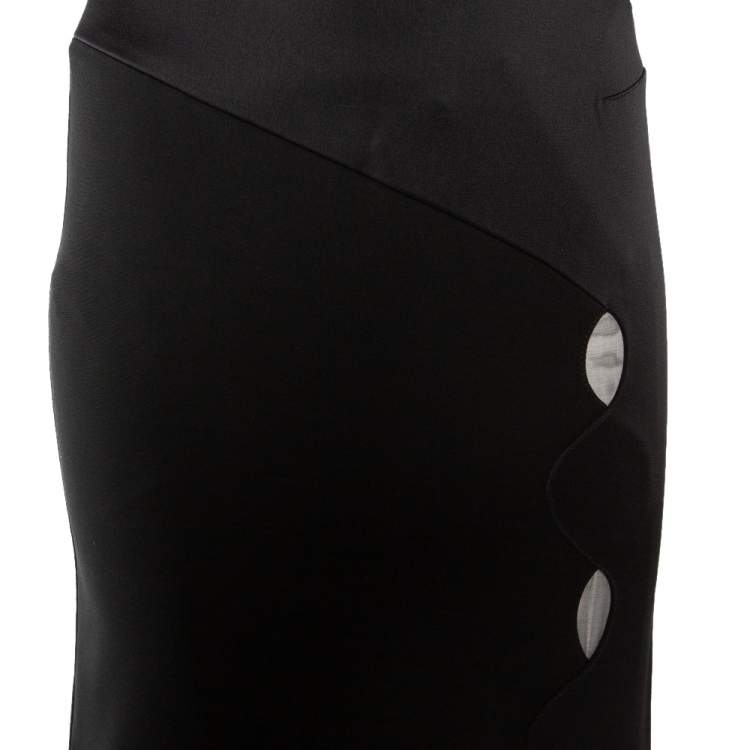 Pre Owned Roland Mouret Black Crepe Slit Detail Paneled Maxi Skirt S