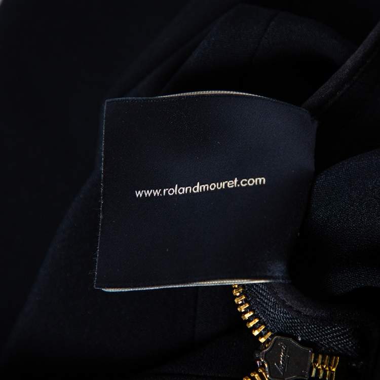 Pre Owned Roland Mouret Bicolor Crepe & Sateen Front Slit Detail Devey Strapless Gown M