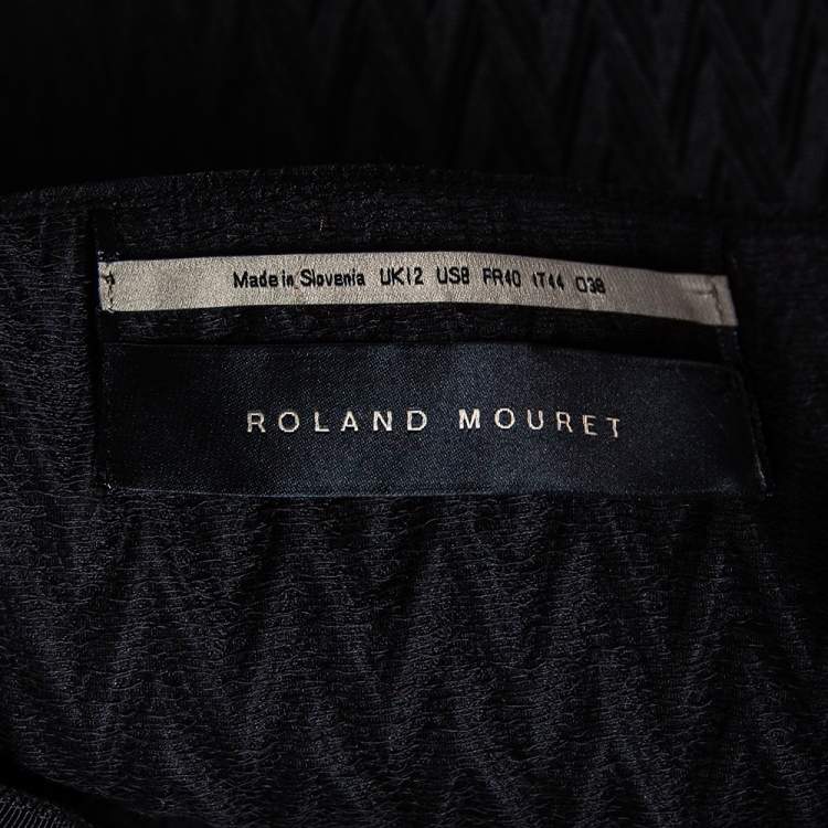 Pre Owned Roland Mouret Black Patterned Organza Draped Pasha Top M